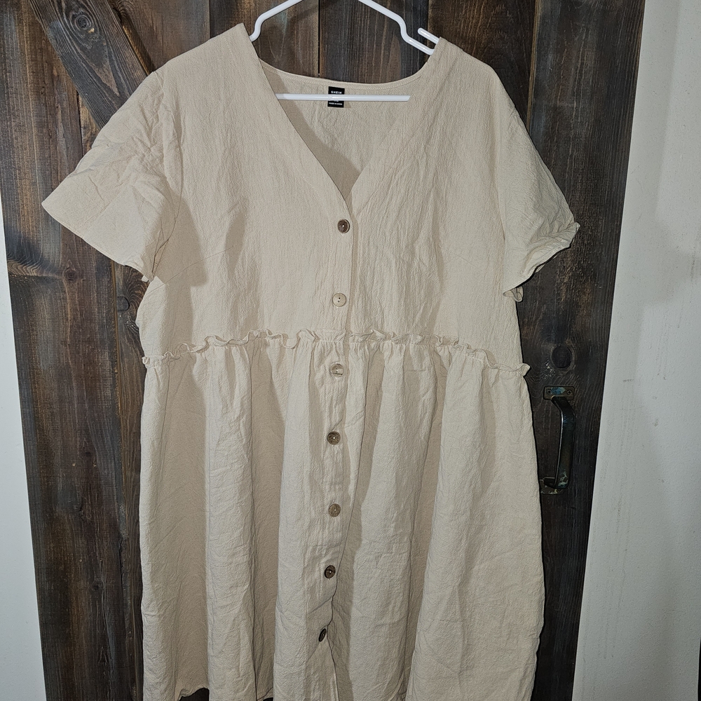 SHEIN Beige Button-Down Dress